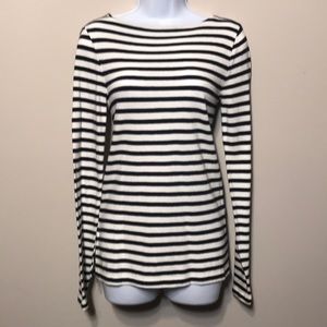 J Crew Navy/White Striped, Long-Sleeve, Boatneck